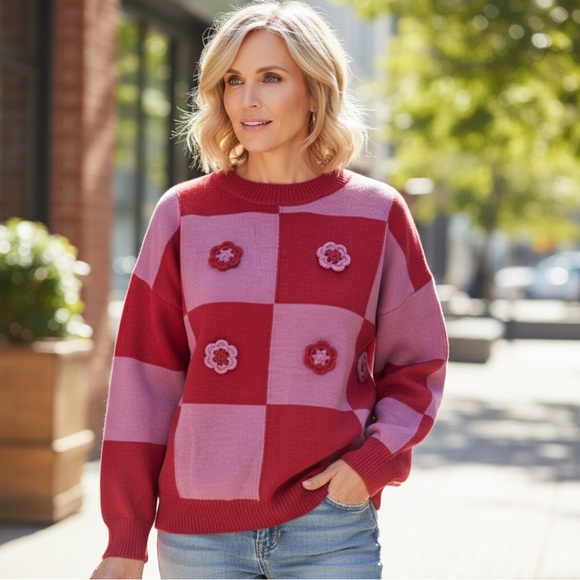 entro Sweaters - ENTRO Checker detailed crewneck sweater S M L